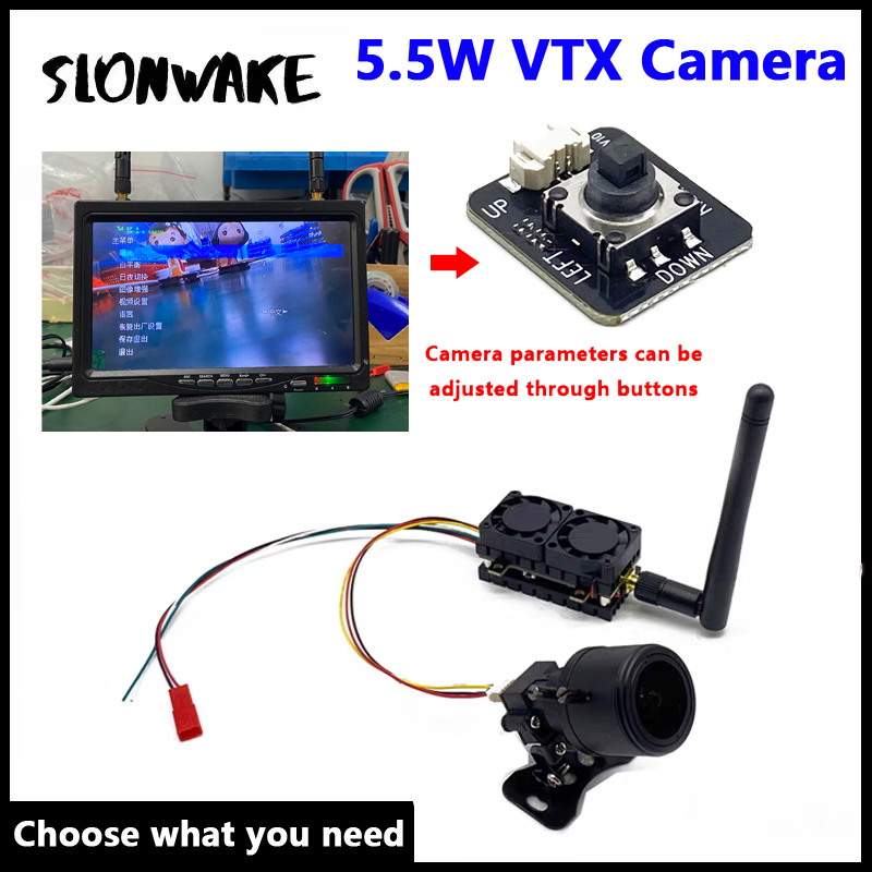 Rc Transmitter - 50km以上の範囲に対応、5.8G 56CH 7インチIPSモニターと5.5WワイヤレスFPV送信機、2.8-12mmフォーカスカメラ付き、RCパーツ用