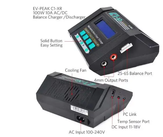 EV-Peak C1-XR 多機能 100W 10A C1  - Lipo Battery Charger のレビューと価格